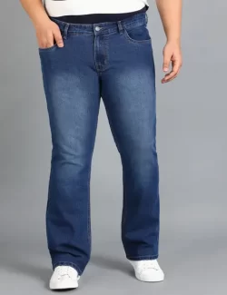 Men Boot-Leg Mid Rise Blue Jeans